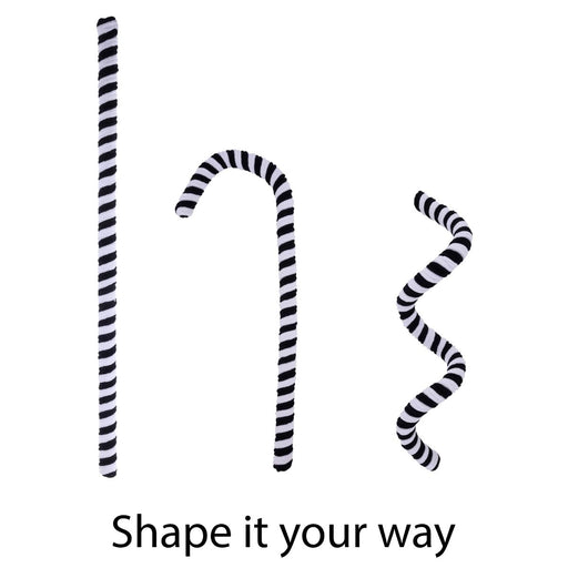 28 inch black and white velvet shapeable peppermint stick for Halloween and crafts, available at Trendy Tree