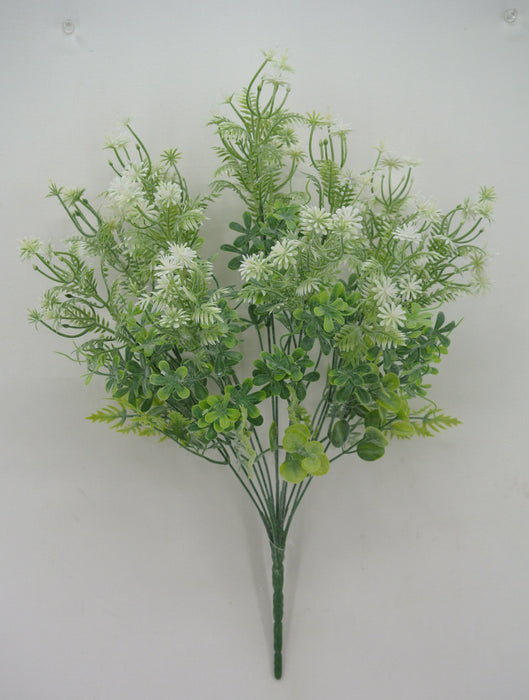 20" White Mixed Leaf Bush with 12 Stems 32021-WT