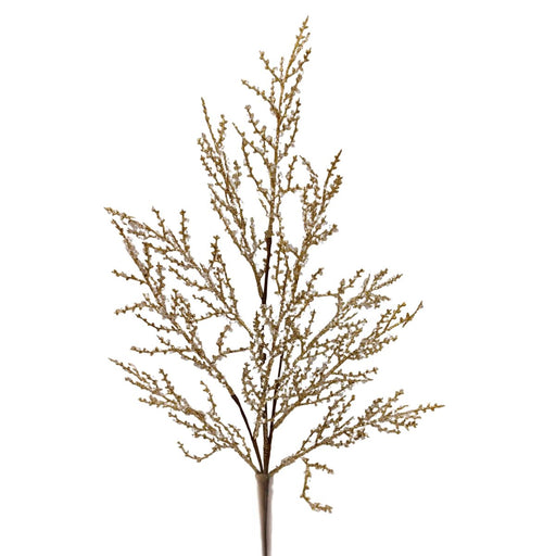 A 30.5 White and Gold Iced Twig Spray (32146WTGD) with delicate branches and small beads is displayed against a plain light background.