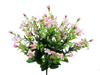 The 18 Pink Star Flower Berry Spray (35094PK) features delicate pink flowers, star blooms, small buds, and green leaves. Its soft pale pink hue and berry spray create an elegant and vibrant display against a white background.