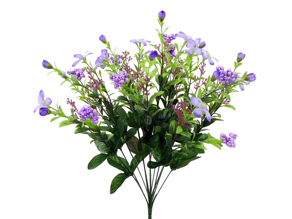 18" Purple Star Flower Berry Bush 12 Stems 35094PU