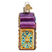 Broadway Marquee Old World Christmas Ornament 36345 in purple, blue, and gold with a glittery finish and a gold heart-shaped charm at the top.