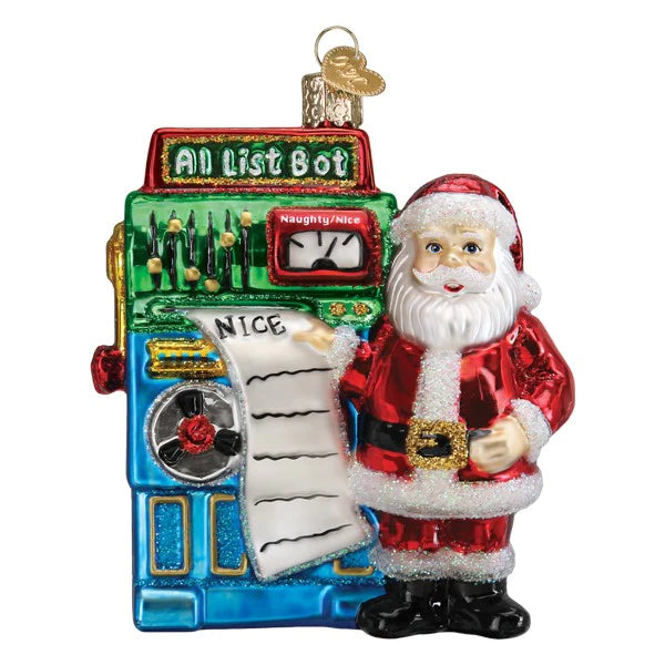 Santa's AI List Bot Old World Christmas Ornament 40340
