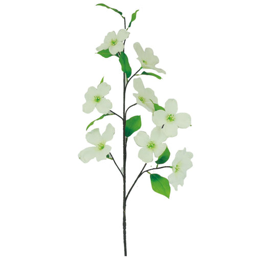 41 inch cream dogwood spray with lifelike blooms and green leaves for wreath making and floral decor SKU 29363CM