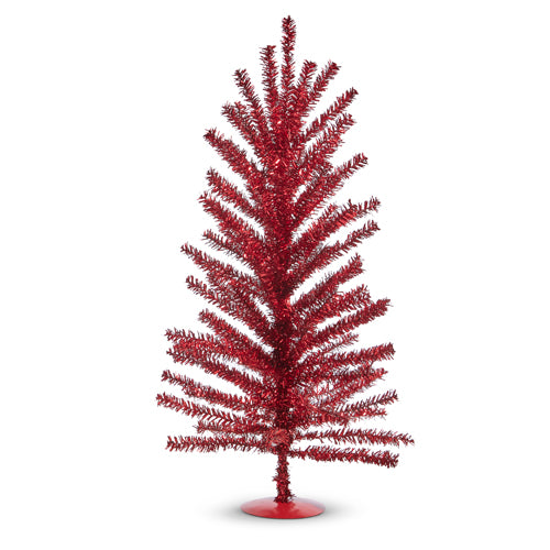 24" Red Tinsel Tree 4315610