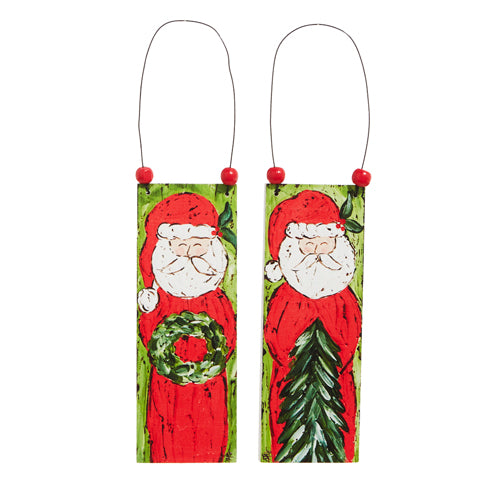 6" Set of Two Santa Claus Wooden Ornament 4316105