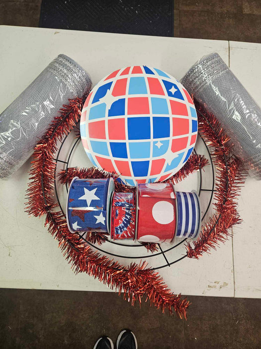 Patriotic Disco Ball Wreath Kit