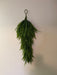 The Green Plastic Beed Grass Swag 28 Inches (PG552550-063) hangs upside down from a loop against a plain off-white wall.