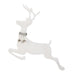 The 15" White Deer Wall Art (4550828) from the Season's Frost Collection features a glittery white, left-facing deer with large antlers, silver collar, and two small bells—an elegant holiday accent for your wall.