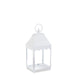 The 13.5" White Lantern 4559223 features a square base, scalloped edges, and a round handle—an elegant decorative accent that adds holiday charm to any space, shown here against a plain white background.