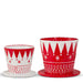 Add a festive touch to your Christmas decor with the Red & White Christmas Top Hat Containers Set of 2 (RAZ 4650832). This charming set includes one small and one large container, both designed in red and white with zigzag edges, wavy lines, and star patterns—perfect for the holiday season.