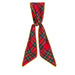 Elevate your holiday decor with the 60″ Homestead Plaid Christmas Wreath Sash from RAZ (4656302): a vibrant red cotton scarf featuring a festive green, yellow, blue, and white plaid pattern, neatly tied with pointed ends and finished with a gold-trimmed border—perfect for adding cheerful flair to your Christmas wreath or as a stylish seasonal accent.