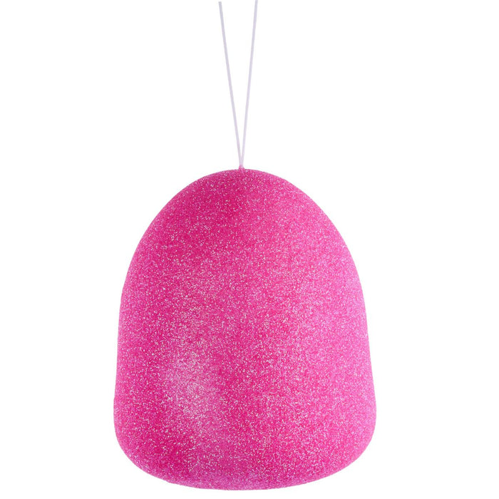 5 inch pink glitter gumdrop decoration made of Styrofoam, available at Trendy Tree