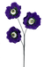 The 24 Purple Eyeball Flower Spray with 3 Stems (57241PU) features three purple flowers, each with a lifelike eyeball center and green beads for a surreal, eerie look on a transparent background.