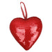 Red sequin heart ornament with ribbon hanger, 6 x 5.5 inch, perfect for Valentine decor or wreath-making