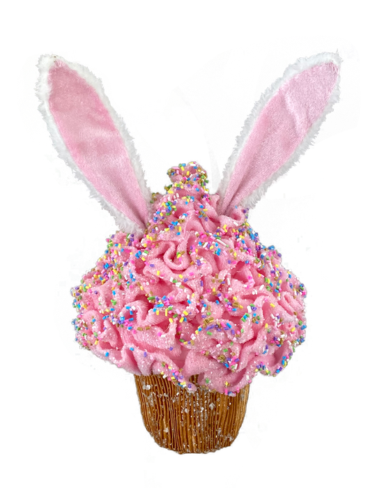 8" by 16" Pink Bunny Ear Cupcake Ornament 63300PK