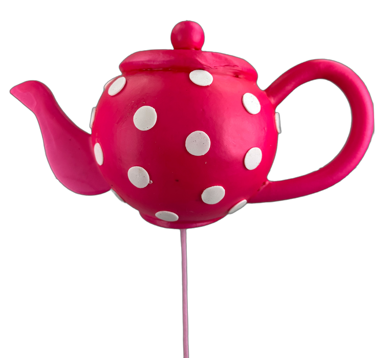 18" Hot Pink Polkadot Tea Pot Pick 63412BT