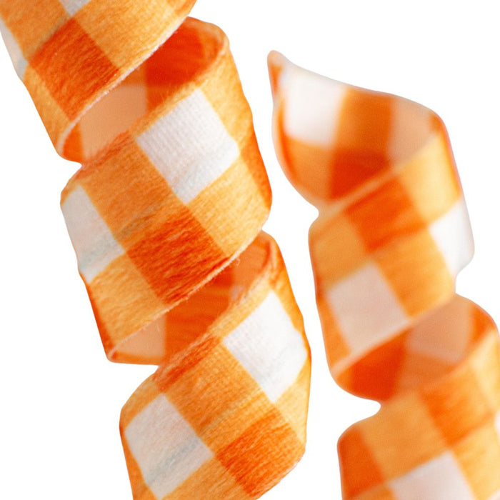24" Orange Gingham Curly Spray with 3 Stems 63423OR