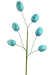 The H22 Blue Egg Spray 6 Stems (63495BL) features multiple branches on a single stem, each adorned with intricately beaded light blue egg-shaped ornaments against a transparent background.