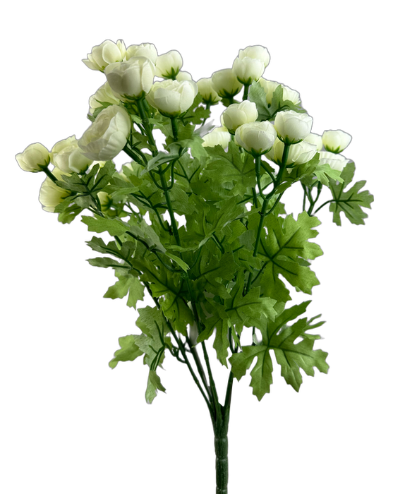 17" Cream Mini Ranunculus Bush with 9 Stems 63514CM