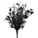 The 24 Black Mixed Halloween Spray 63526-BK features assorted dried flowers and foliage, all in uniform black tones, displayed against a plain white background.
