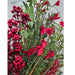 A close-up of the 24" Red Mixed Christmas Spray 63526-RD, featuring red berries, vibrant red fabric flowers, and assorted green leaves and stems arranged as a festive bouquet against a light background.