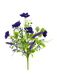 The 19" Purple Poppy Filler Bush (63735PU) features vibrant artificial purple blooms with delicate fern-like greenery on green leafy stems, displayed against a plain white background.