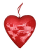 The 9 x 9 x 2 Red Sequin Heart Ornament 63783RD features sparkling sequins, a ribbon loop at the top, and is displayed against a plain white background.
