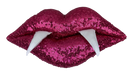 The 7 x 13 x 2 Hot Pink Plush Vampire Lip (63825BT) features sparkling sequin lips with two large white fangs.