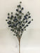 The 22 Long Blue Wild Berry Spray 65135-BL features several thin stems with small, round blue berry clusters and green leaves, shown against a plain white background.