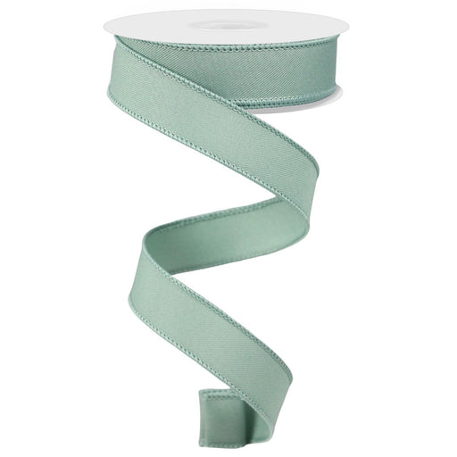 7/8 inch sage green diagonal weave wired ribbon, available at Trendy Tree