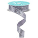 7/8" silver laser glitter ribbon on spool, 10 yards, wired edge – available at Trendy Tree.