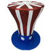 Glittered patriotic top hat in red, white, and blue with stars, measuring 7.5 x 6.5 inches