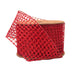 A spool of 2.5" Red Solid Netting Ribbon (WR-10209-063-10), partially unrolled and shown against a white background, is perfect for adding a festive touch to crafts and décor.