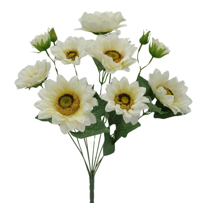 18" Cream Sunflower Bush with 9 Stems 84223-Cr