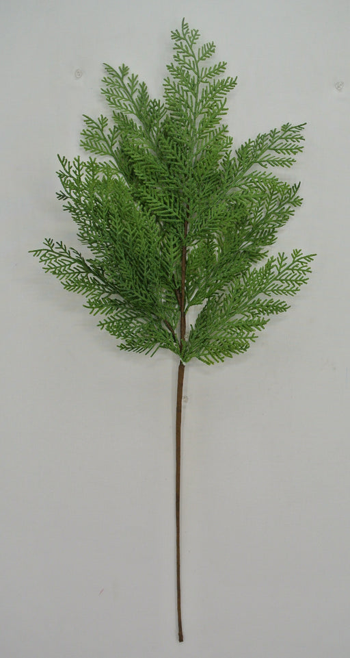 The 31 Green Cypress Spray 84380 features multiple leafy green fronds on a long brown stem, displayed against a plain white background.