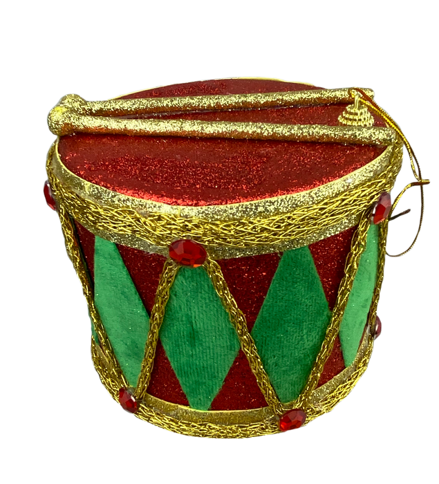 5" by 6" Red and Green Ornament Glitter Drum 85258RDGN