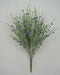 The 21" Blue Plastic Iced Flower Spray (85263-BL) features artificial green stems and small blue flowers, arranged in a fan shape against a plain white background.