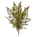 The 22 Green Plastic Leaf Bush 85365-UV features many slender green leaves with reddish stems, displayed against a plain white background—ideal for adding low-maintenance artificial greenery to any setting.