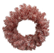 The 24 Diameter Red and White PVC Wreath (85630WR24) features red and white tinsel stripes in a festive candy cane design, set in a circular shape against a black background.