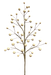 A 28" Natural Wooden Bead Spray, featuring a sparse arrangement of leaves, is adorned with small, round white berries that resemble delicate beads against a black background. The evenly distributed berries mimic natural wooden beads, imparting an elegant ornamental appearance.