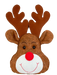The 18" by 14" by 3" Brown Plush Reindeer Ornament (85835BN) showcases large felt antlers and ears, a red nose, black eyes, and a stitched smile reminiscent of Rudolph. This delightful plush reindeer adds a whimsical flair to any festive Christmas display.