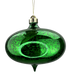 A 6 x 6 Green Metallic Onion Ornament (85951GN) featuring a shiny finish, oval shape, dark speckles, gold cap, and hanging loop.