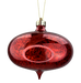 The H6xDIA6 Red Glitter Metallic Flat Onion Ornament 85951RD is a shiny, red glass Christmas decoration with a gold cap and string, featuring a speckled, reflective surface for a festive touch.