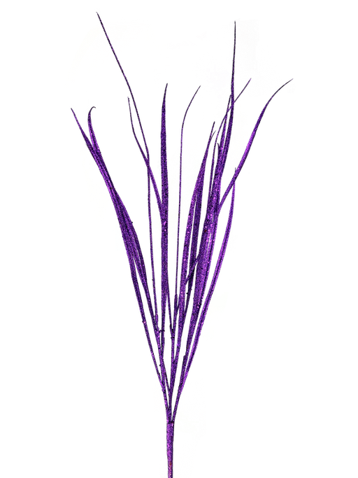 This digital artwork showcases glitch-inspired effects with vertical lines reminiscent of the graceful stems of the 32" Purple Glitter Sword Grass Spray (86010PU). The background bursts with vibrant colors, including purple, yellow, and blue, adding a striking visual contrast.