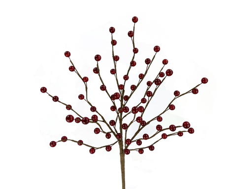 Set against a vibrant, abstract background filled with blues, purples, and greens, the 17" Red Berry Pick (model 86138RD) features decorative branches and red beads that generate a dynamic and artistic effect. It vividly blends creativity with the charm of nature in every glance.