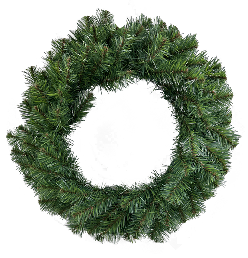 A 24 Diameter Sugar Pine Wreath 86171WR24, made of artificial pine branches with no decorations, is shown from above on a transparent background.