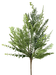A close-up of the H28 Green Pine Mix Spray 86259SP28 displays green artificial pine, fern, and eucalyptus leaves on a brown stem, set against a plain white background.