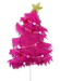The H28xW12 Hot Pink Fury Christmas Tree Spray 86474HTPK features a fluffy texture, colorful pom-poms, and a glittery gold star topper, creating a vibrant holiday display against a plain white background.