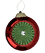 The 8 x 7.5 Red and Green Glitter Metallic Flat Ornament (86542RDGN) features a shiny red border, glittery green center, clear gem, gold cap, and hanging string to add festive sparkle to your holiday decor.